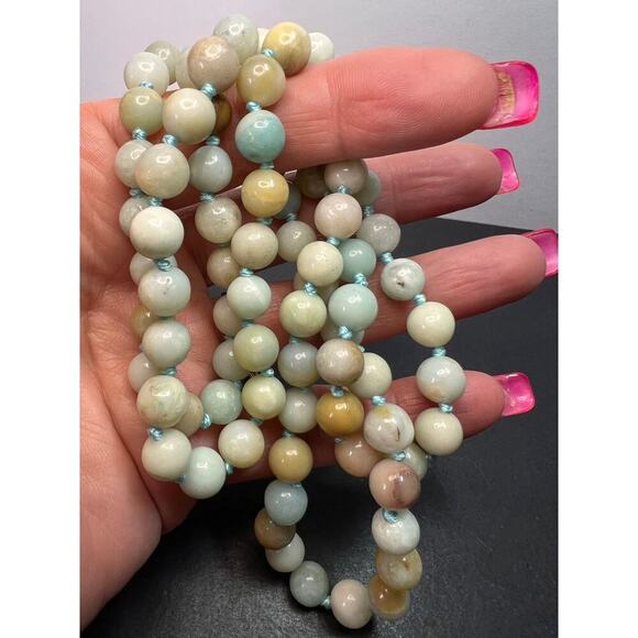 Amazonite knotted mala style endless necklace - Picture 1 of 11